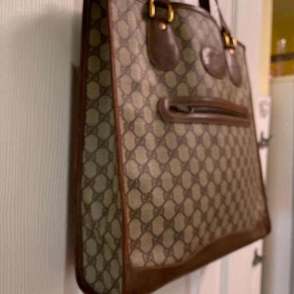 Authentic Gucci Tote Bag Sherry Line Brown PVC with Leather trim and handles - Picture 15 of 16